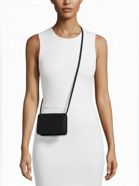 After Thoughts small Crossbody black purse lightweight fabric silver hardware